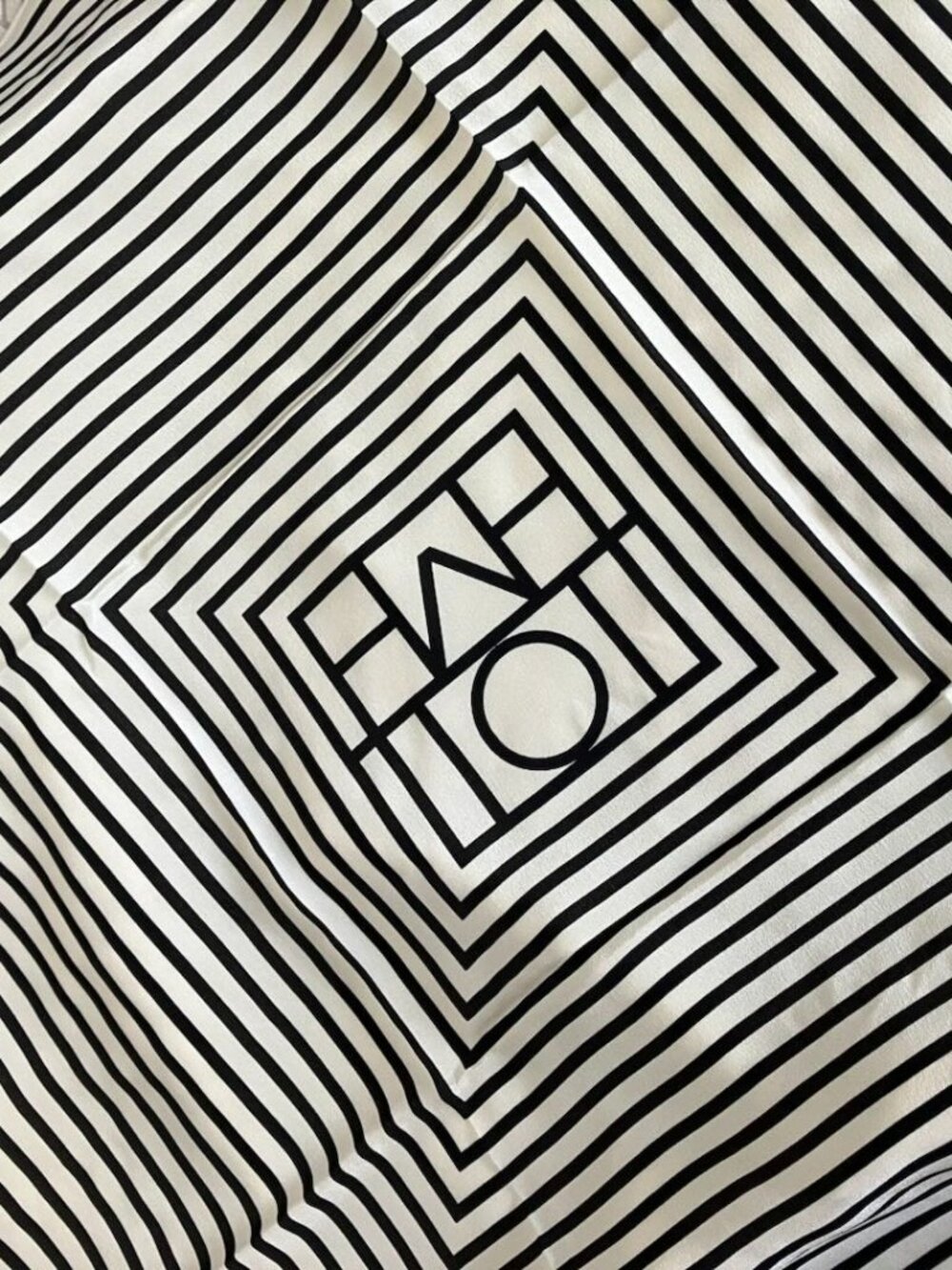 Toteme Silk Scarf Black White Geometric Stripe Square Bandana
